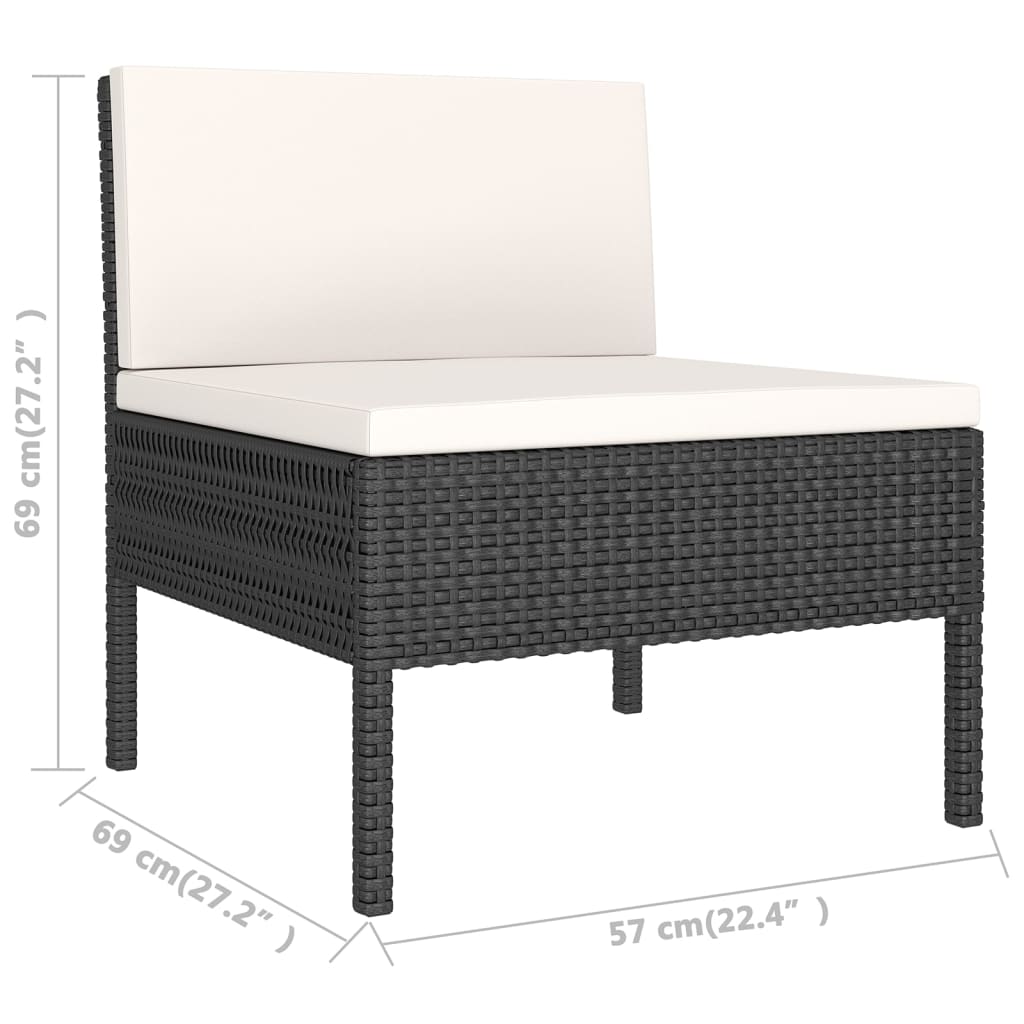 Set mobilier de grădină cu perne, 6 piese, negru, poliratan GartenMobel Dekor