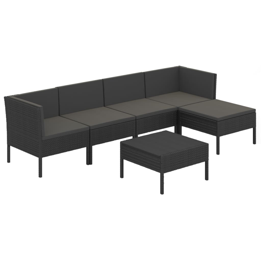 Set mobilier de grădină cu perne, 6 piese, negru, poliratan GartenMobel Dekor