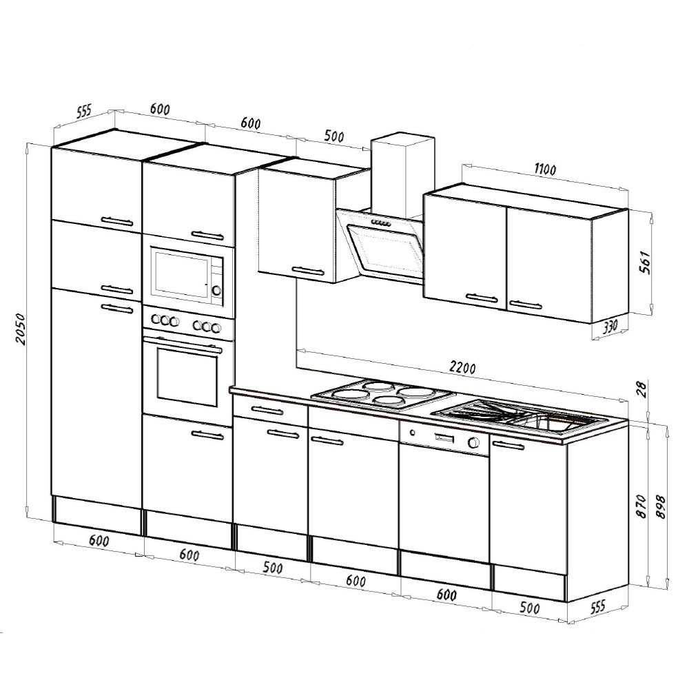 Bucătărie modulară Leziter Yorki 340 cm, stejar Sonoma, front antracit satinat
