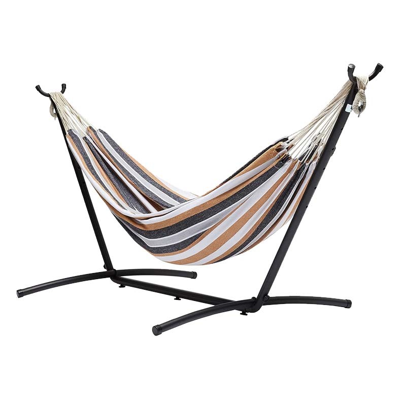 Hamac dublu cu suport metalic reglabil, 150 kg, cu husa, 270x100x100 cm