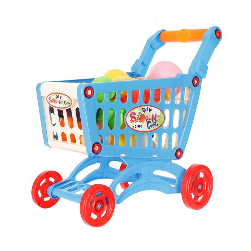 Cărucior de supermarket pentru copii cu 16 alimente, 31 cm, multicolor