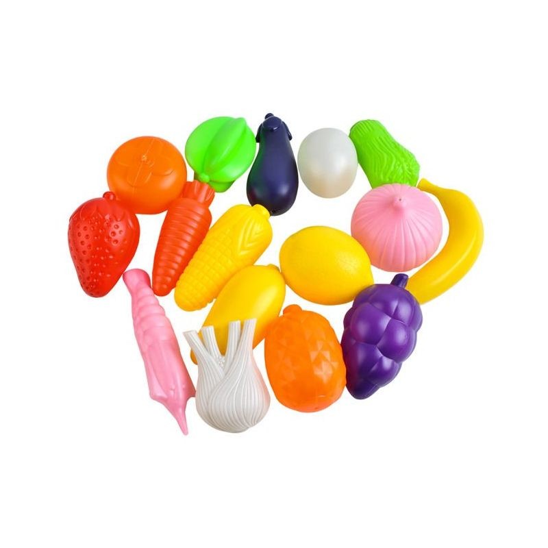 Cărucior de supermarket pentru copii cu 16 alimente, 31 cm, multicolor