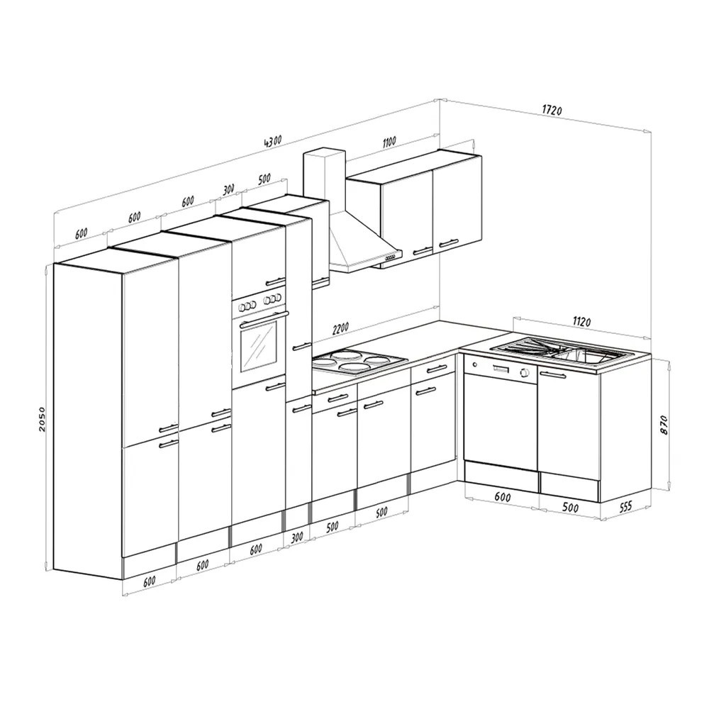 Mobilă de bucătărie de colț Leziter Yorki 430 cm, stejar sonoma/antracit, cu frigider