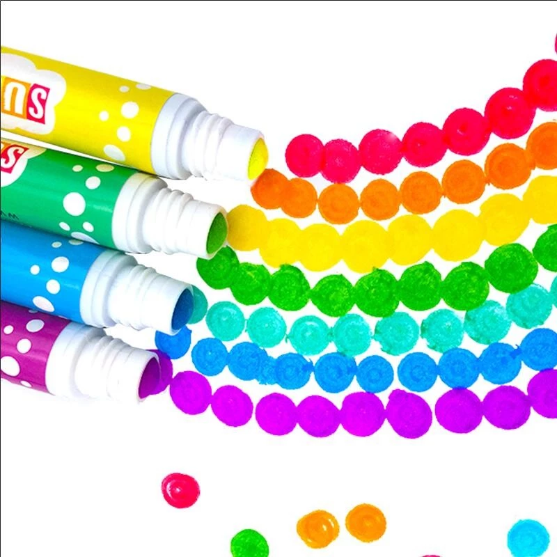 Set 10 carioci Dot Markers lavabile, 10 culori, vârf burete 1 cm (Procart)