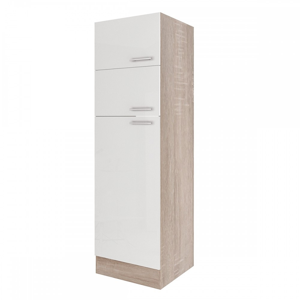 Dulap frigider tip cămară Yorki 60 cm, stejar Sonoma, față alb satinat