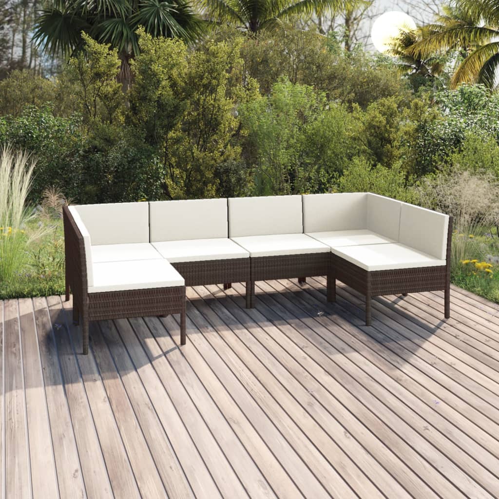 Set mobilier de grădină cu perne, 6 piese, maro, poliratan GartenMobel Dekor