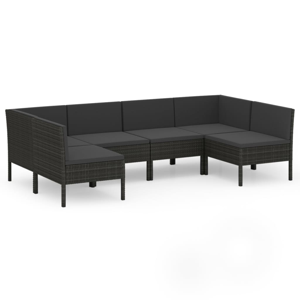 Set mobilier de grădină cu perne, 6 piese, negru, poliratan GartenMobel Dekor
