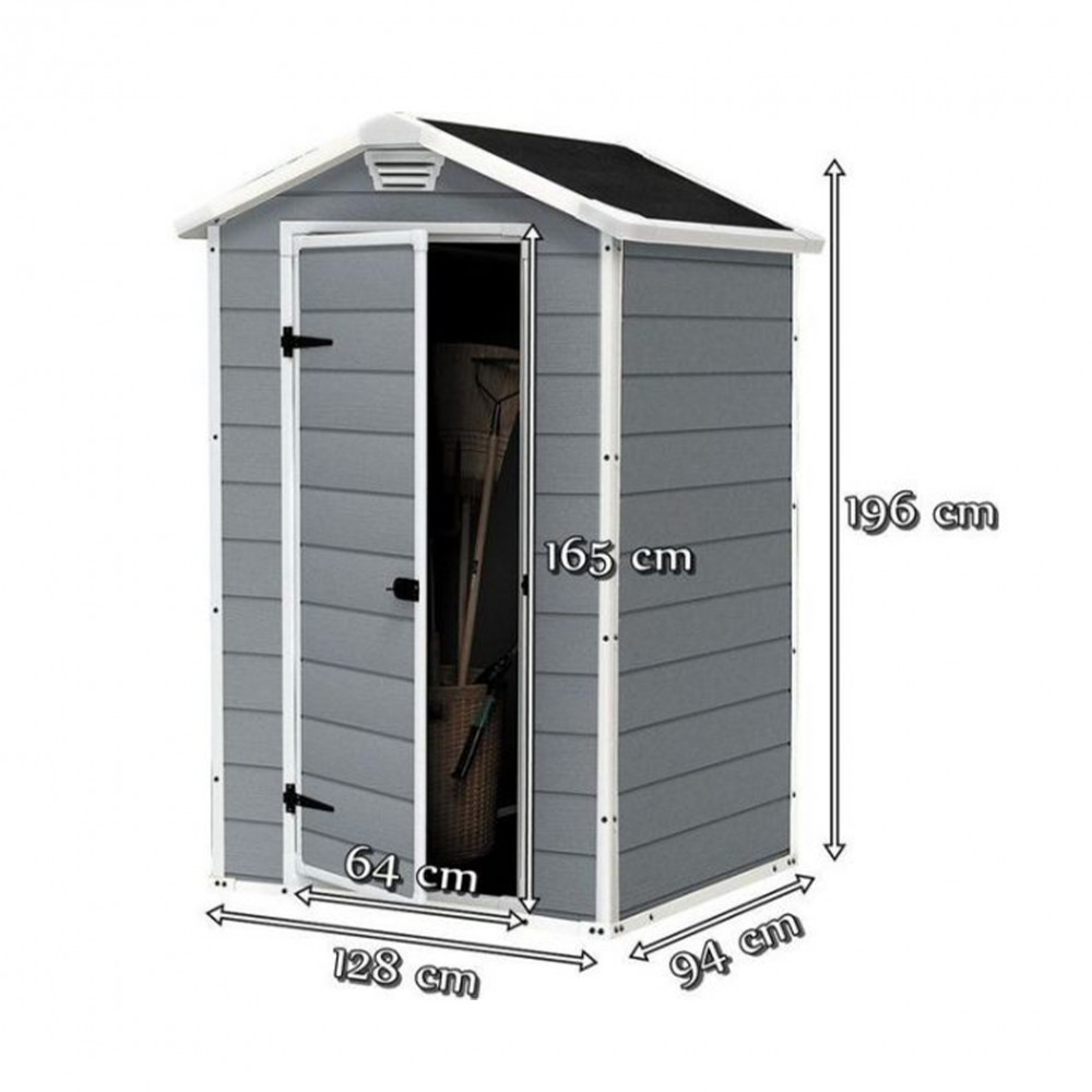 Căsuță de grădină Curver Manor 4x3 din plastic, cu podea, gri-alb