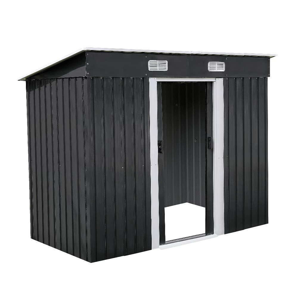 Șopron de grădină Leziter Nebraska 4x8 din oțel antracit, uși duble 238x131x182 cm