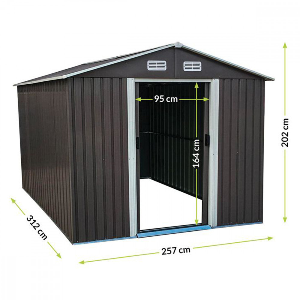 Șopron metalic de grădină Mirpol MIR1008, 8 mp, uși glisante, antracit