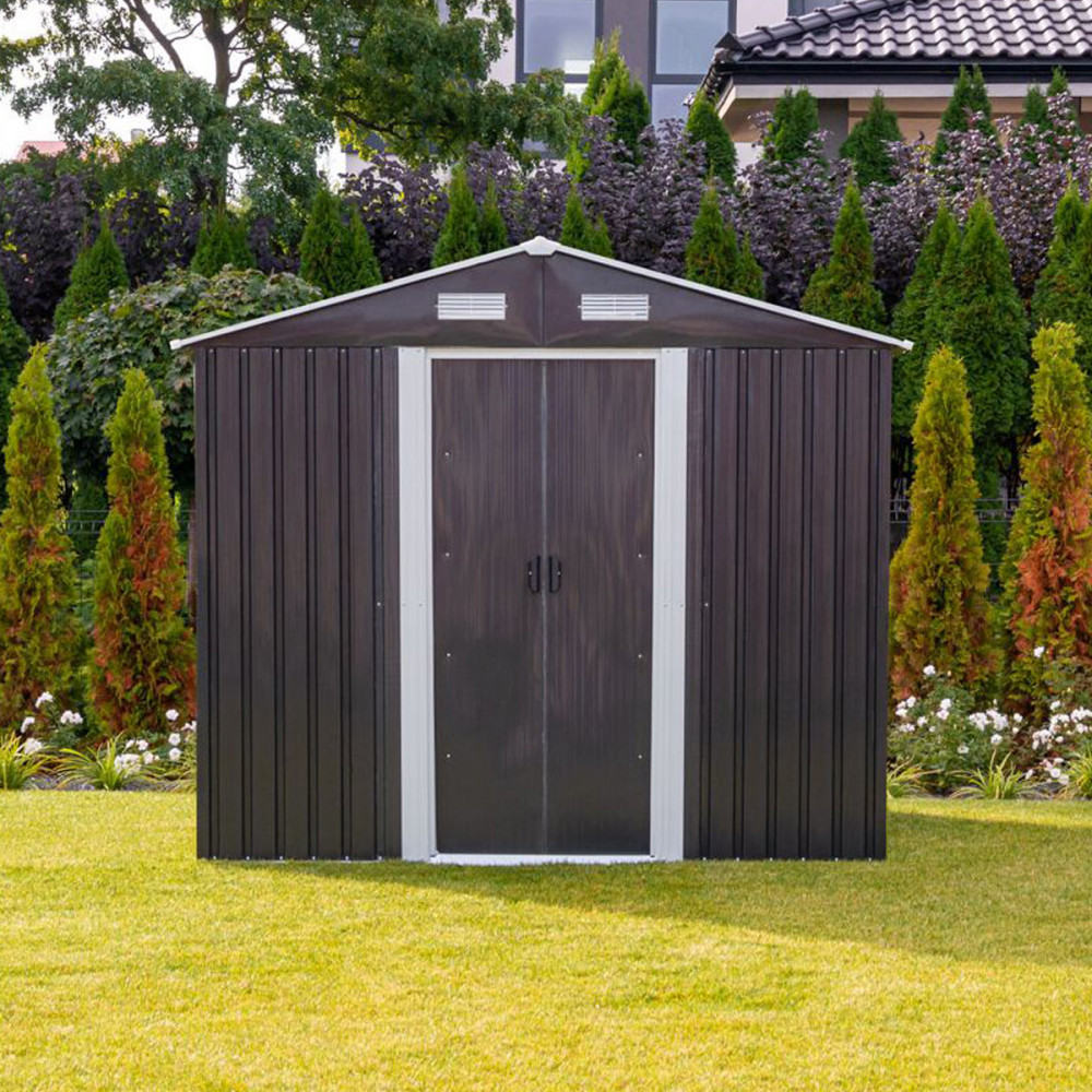 Șopron metalic de grădină Mirpol MIR1008, 8 mp, uși glisante, antracit