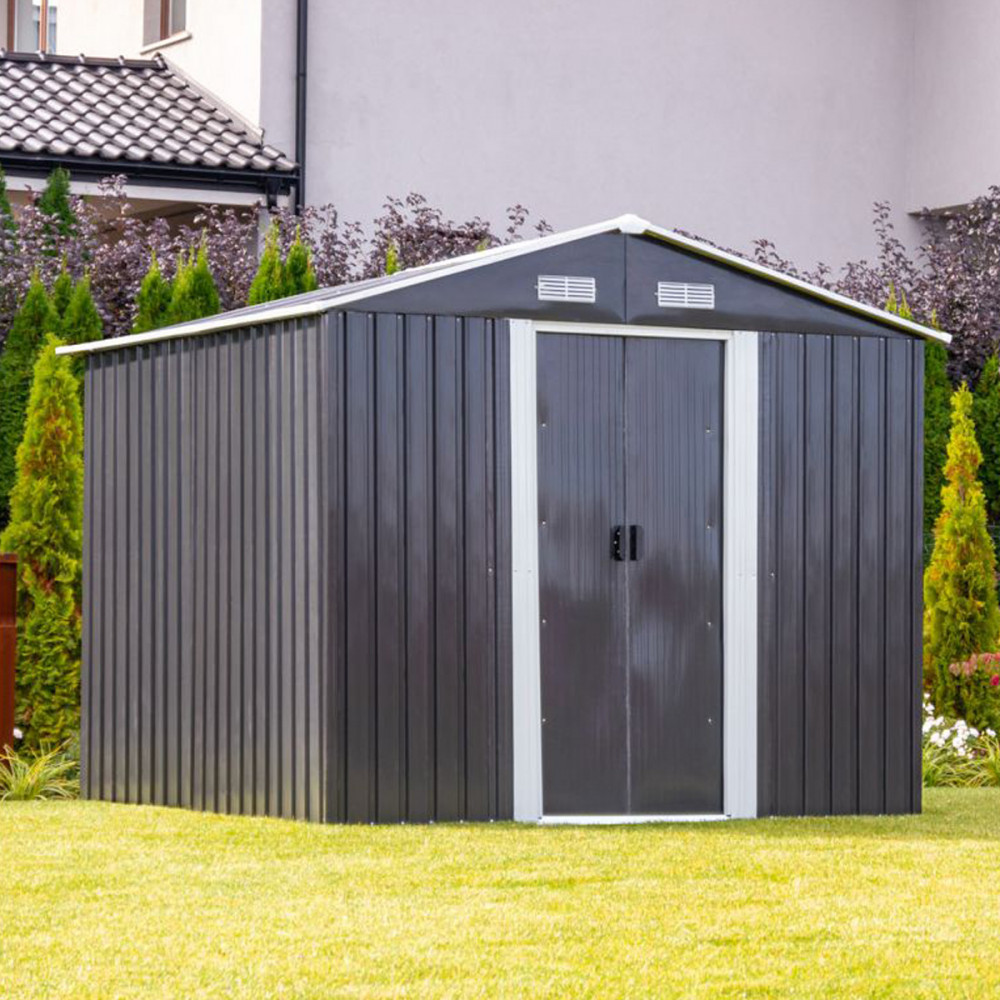 Șopron metalic de grădină Mirpol MIR1008, 8 mp, uși glisante, antracit