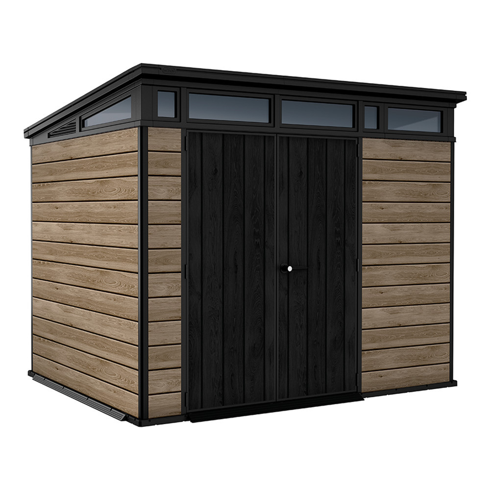 Căsuță de grădină Curver Signature PENT 9x7, plastic DECOCOAT, frasin