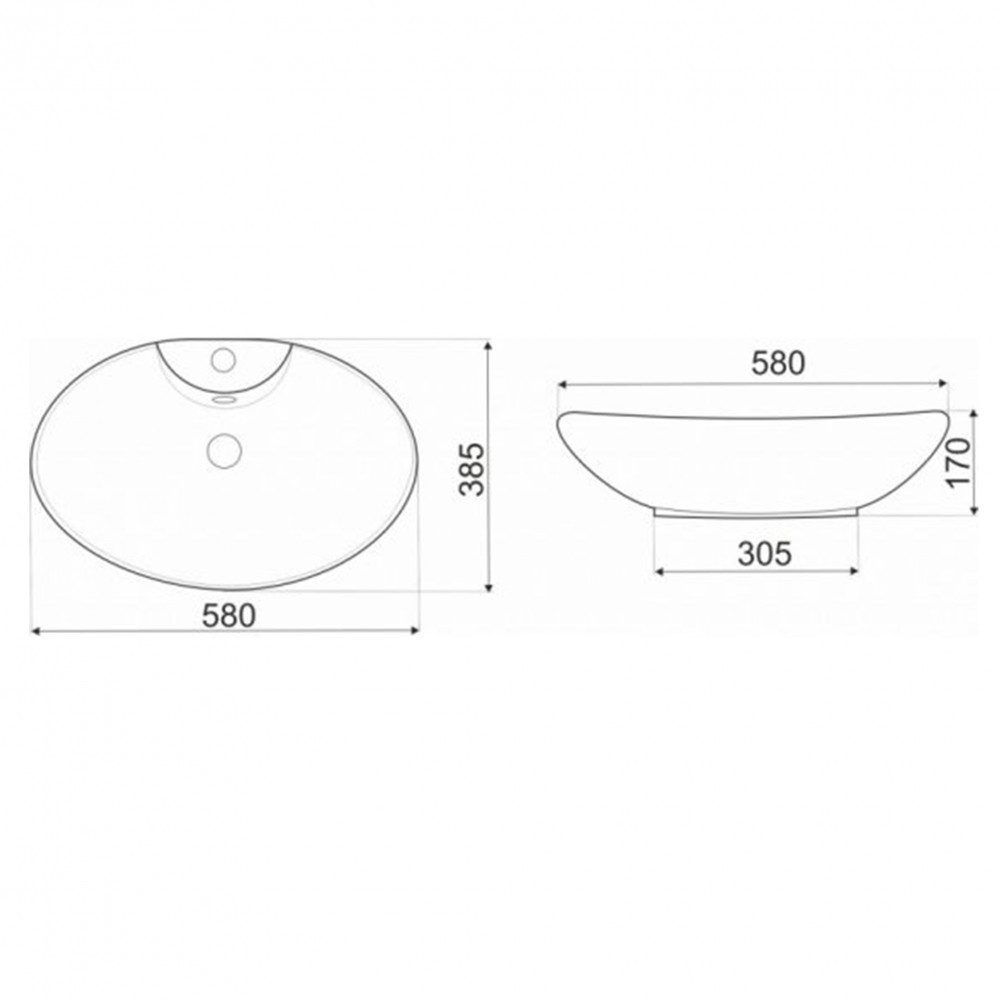 Lavoar ceramic Kerra KR-139, oval, 58x38 cm, alb lucios, pentru baie