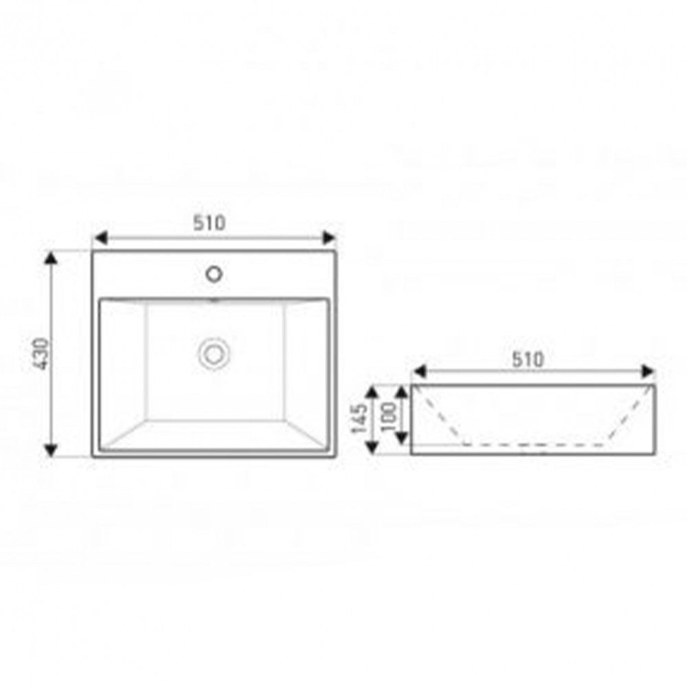 Lavoar ceramic Kerra KR-702 suprapus, dreptunghiular, alb, 51x43 cm