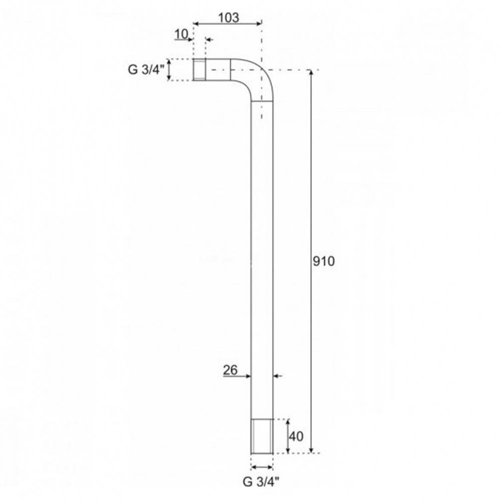 Picior conectare baterie cadă freestanding Kerra, alamă crom 93 cm