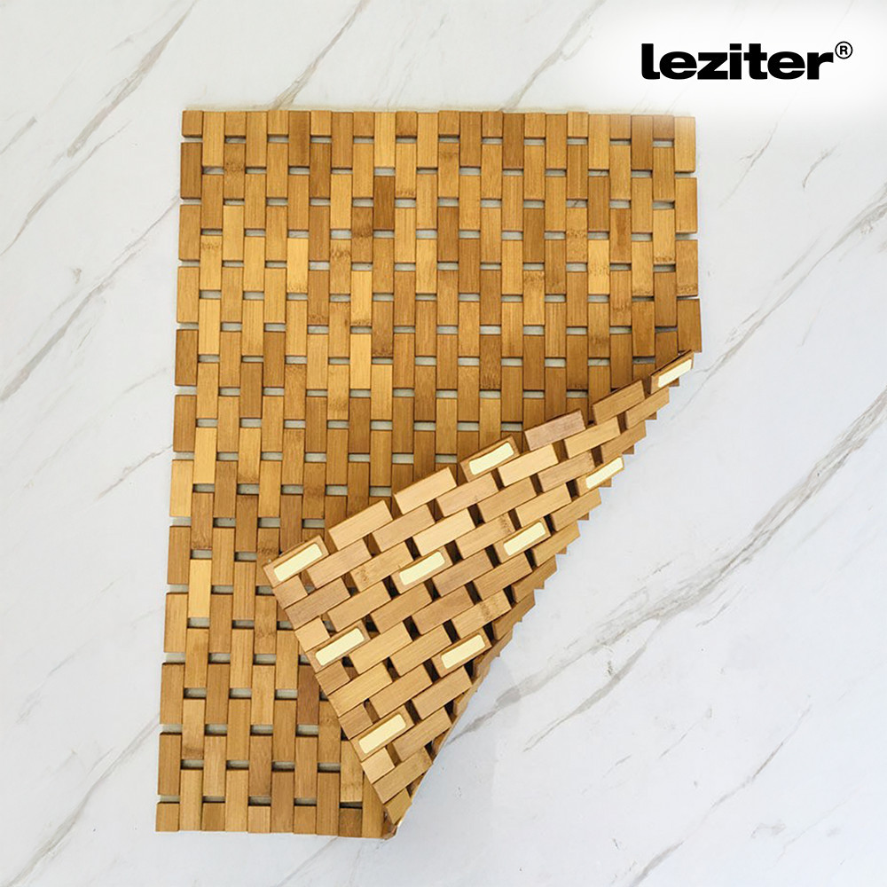 Covoraș de baie din bambus Leziter 40x60 cm, antiderapant, uscare rapidă