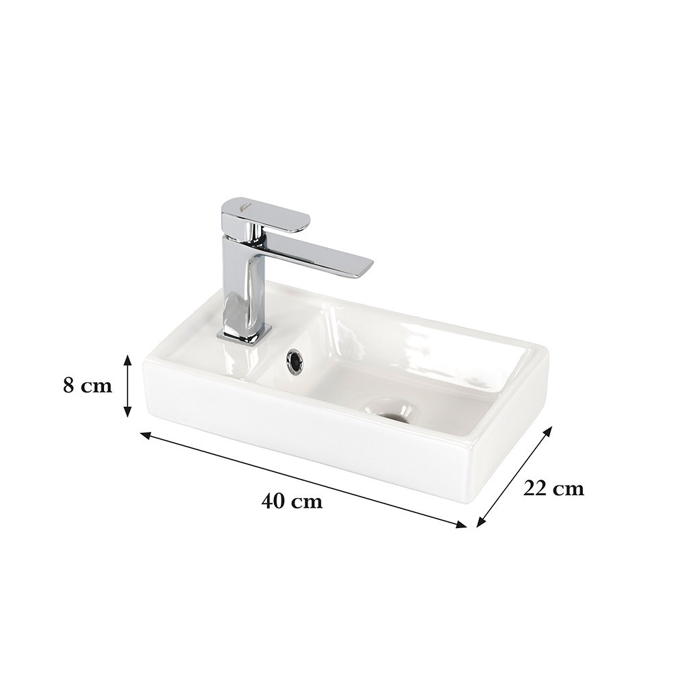 Chiuvetă baie Leziter Melanie 40 cm, ceramică albă, design compact