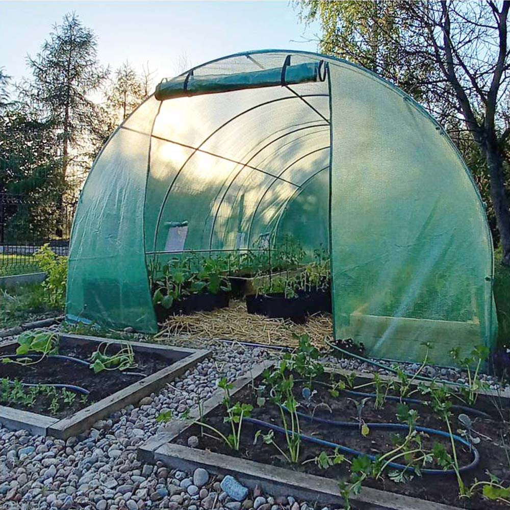 Sera tunel din folie Mirpol Solar 3x4,5x2 m, verde, cu cadru galvanizat