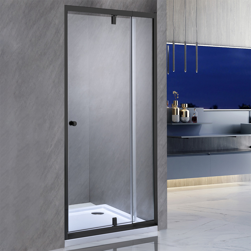 Ușă de duș Leziter Flexi neagră, reglabilă 76–91x185 cm, sticlă securizată 6 mm