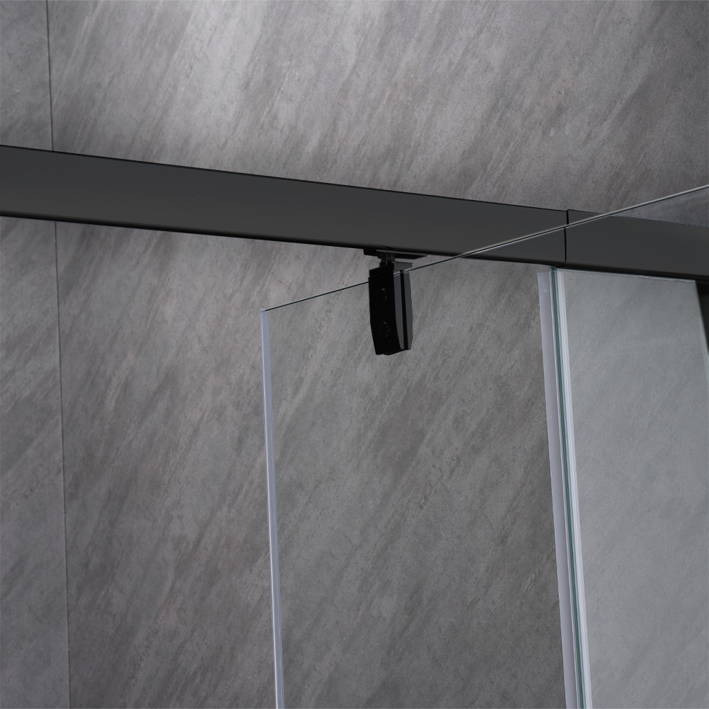 Ușă de duș Leziter Flexi neagră, reglabilă 76–91x185 cm, sticlă securizată 6 mm