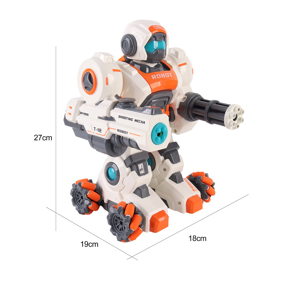 Robot Leziter cu tun de apă, telecomandă, lumini și muzică, reîncărcare USB