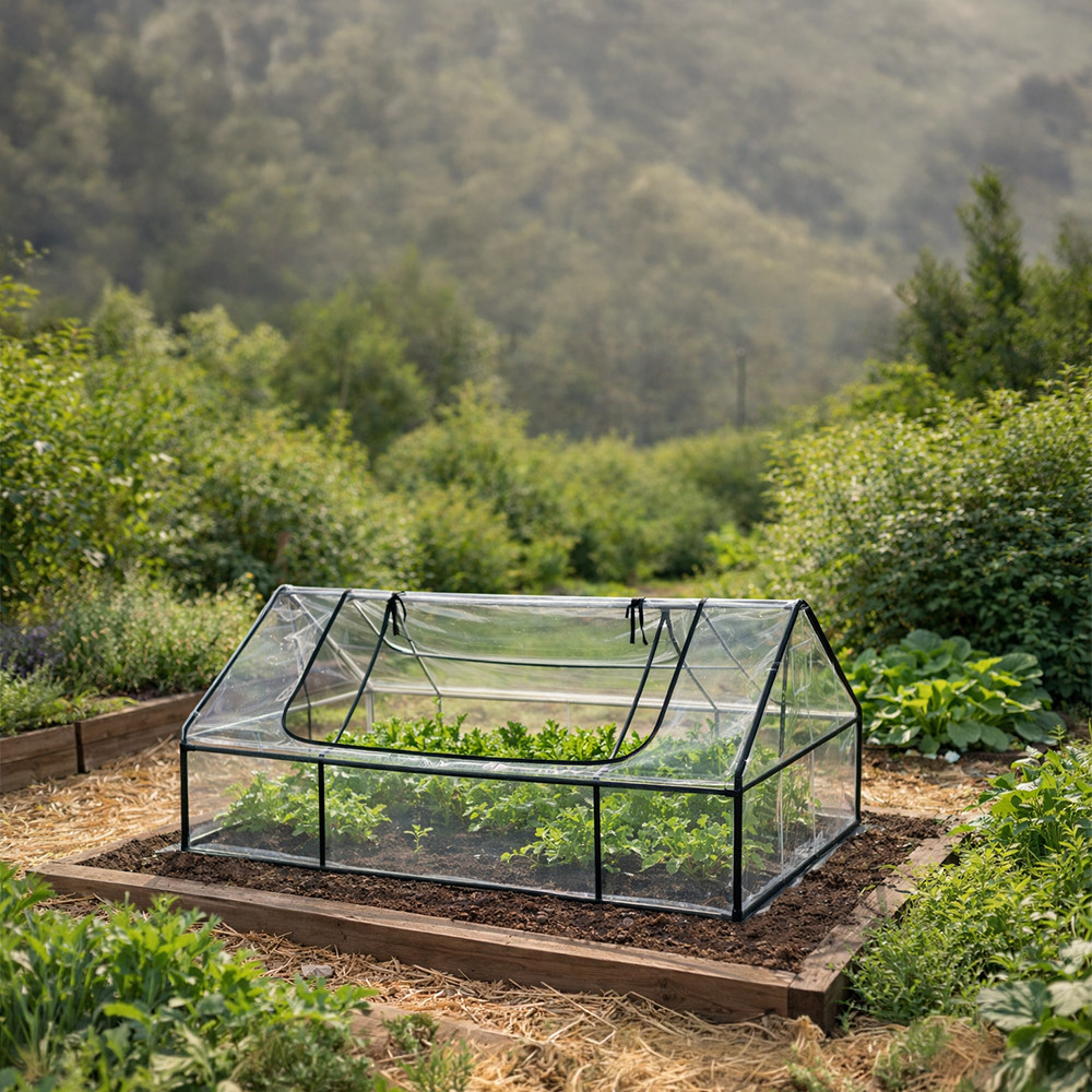 Sera pentru răsaduri Leziter 180x140x94 cm, transparentă, cu folie și cadru stabil