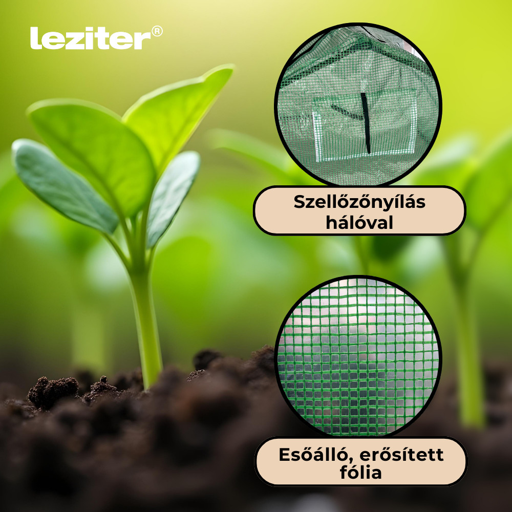 Seră pentru răsaduri Leziter 180x140x94 cm, verde, cu folie și cadru stabil