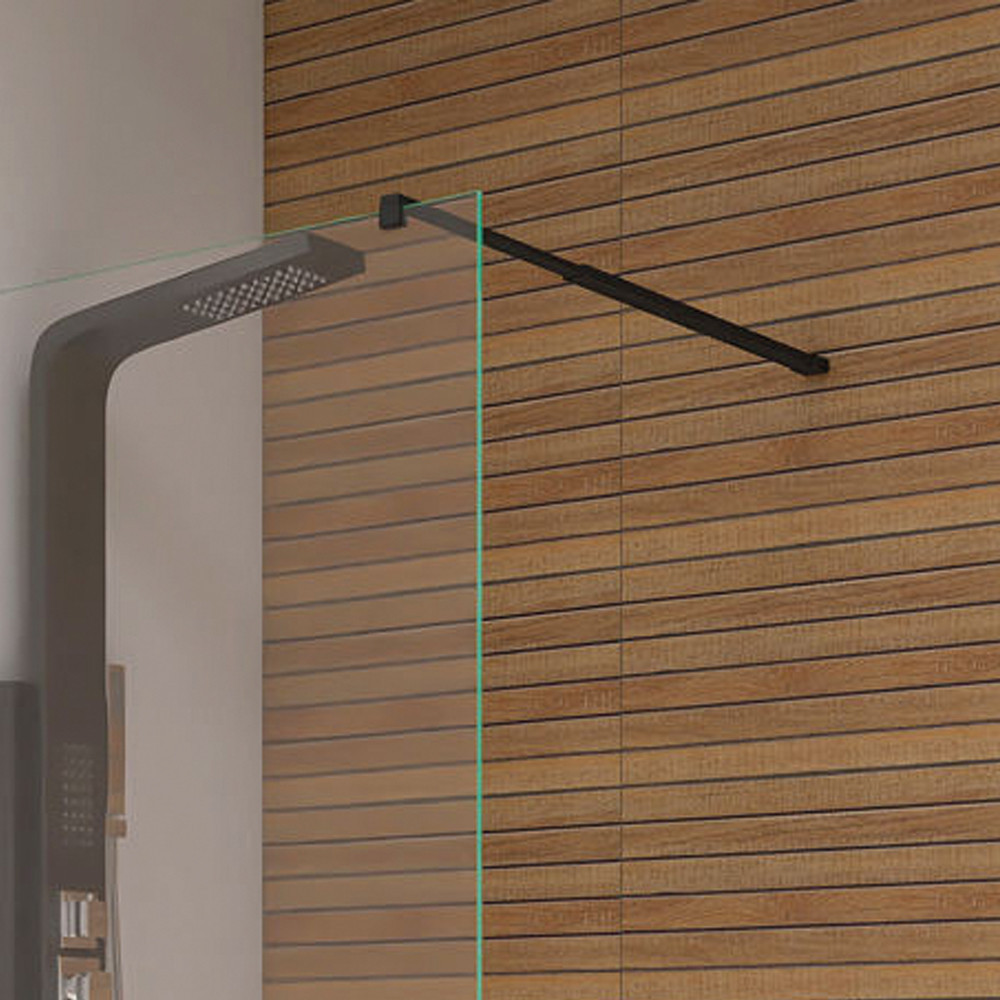 Cabină de duș walk-in Leziter River 90x190 cm, profil negru, sticlă securizată 6 mm