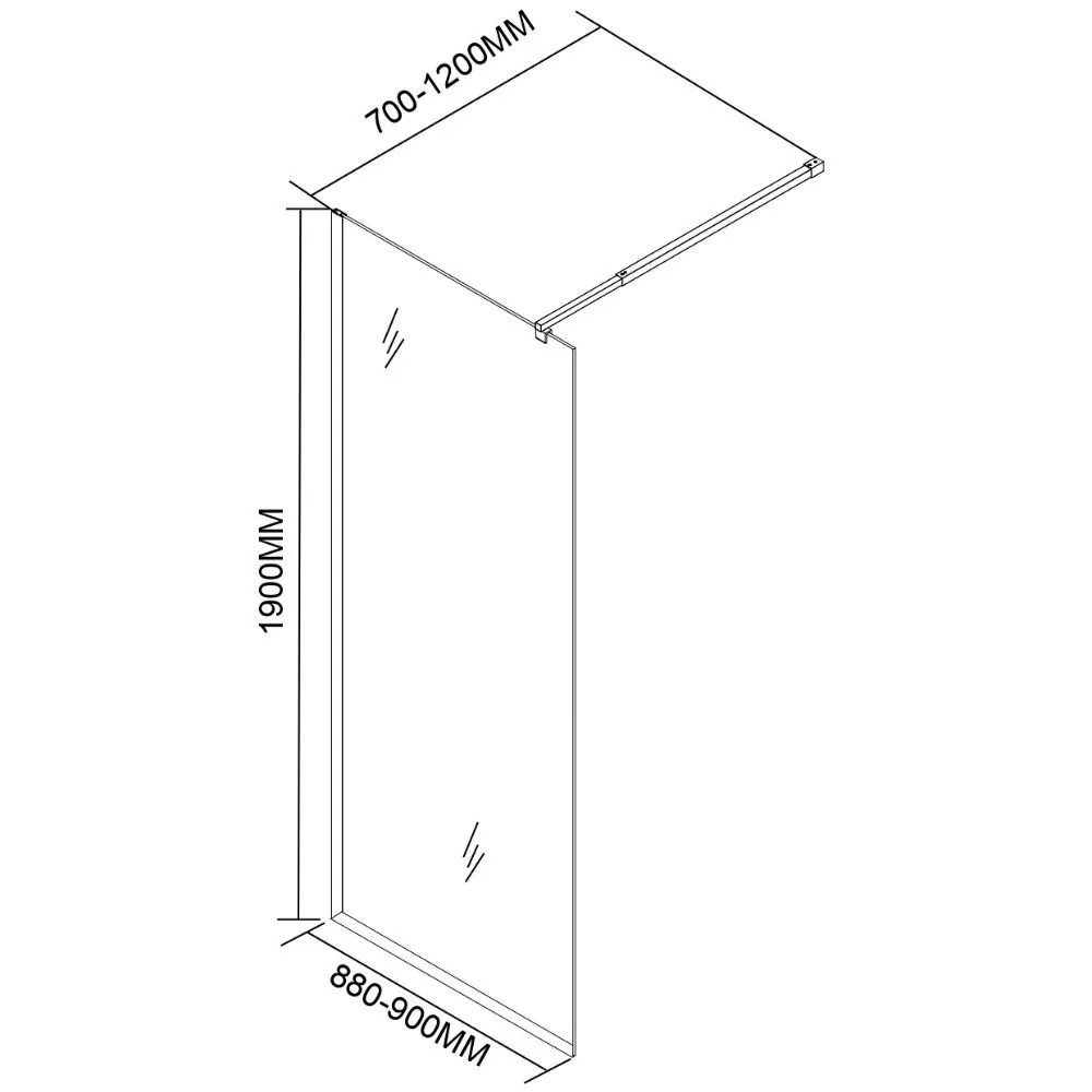 Cabină de duș walk-in Leziter River 90x190 cm, profil negru, sticlă securizată 6 mm