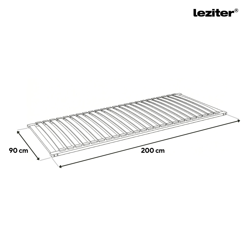 Somieră Leziter cu șipci din lemn 90x200 cm, 24 lamele silențioase