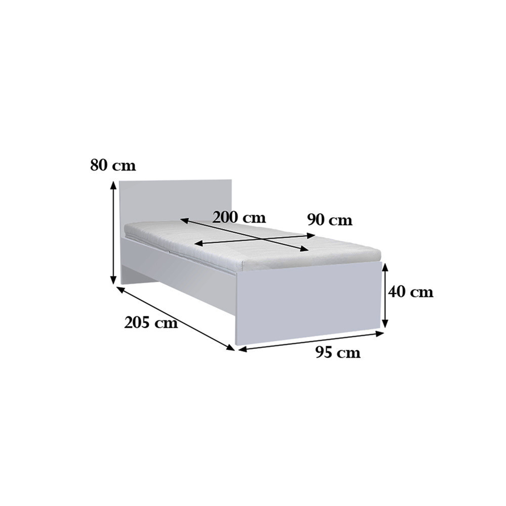Pat single Leziter Miami 90x200 cm, stejar Sonoma & stejar York