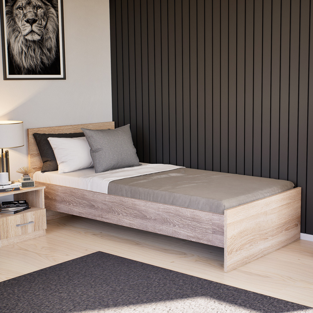 Pat single Leziter Miami 90x200 cm, stejar Sonoma & stejar York