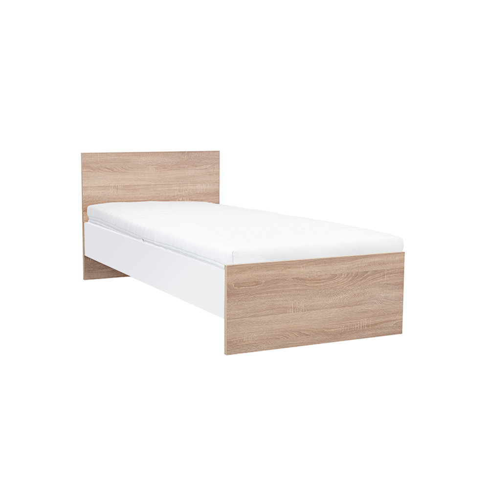 Pat single Leziter Miami 90x200 cm, stejar sonoma și alb, design modern