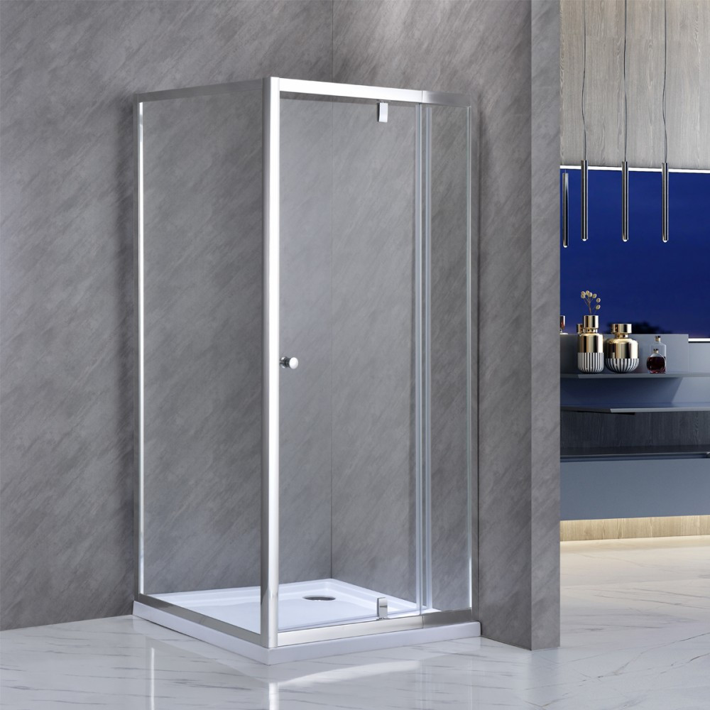 Perete de duș walk-in Leziter 90x185 cm, sticlă securizată 5 mm, profil cromat