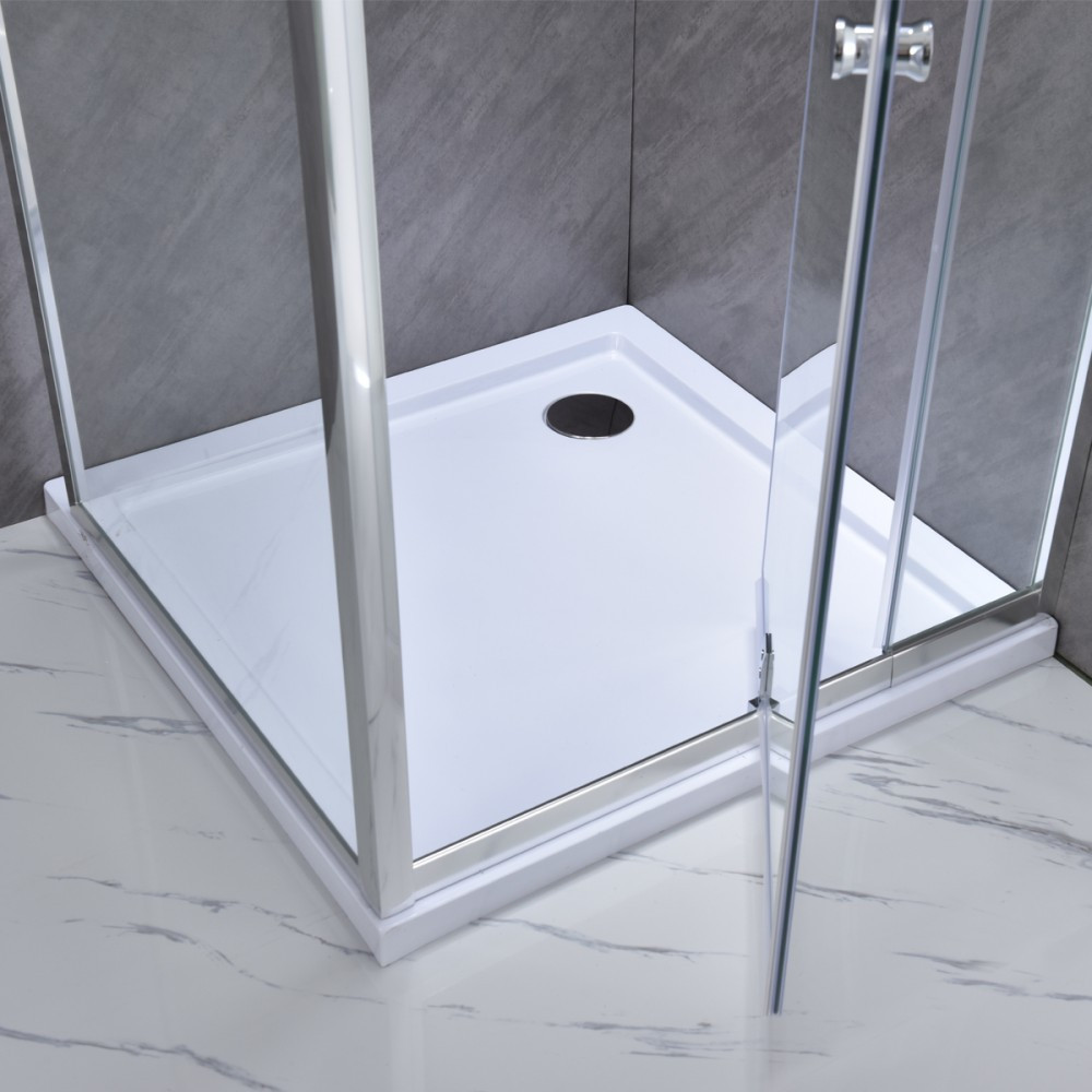 Perete de duș walk-in Leziter 90x185 cm, sticlă securizată 5 mm, profil cromat