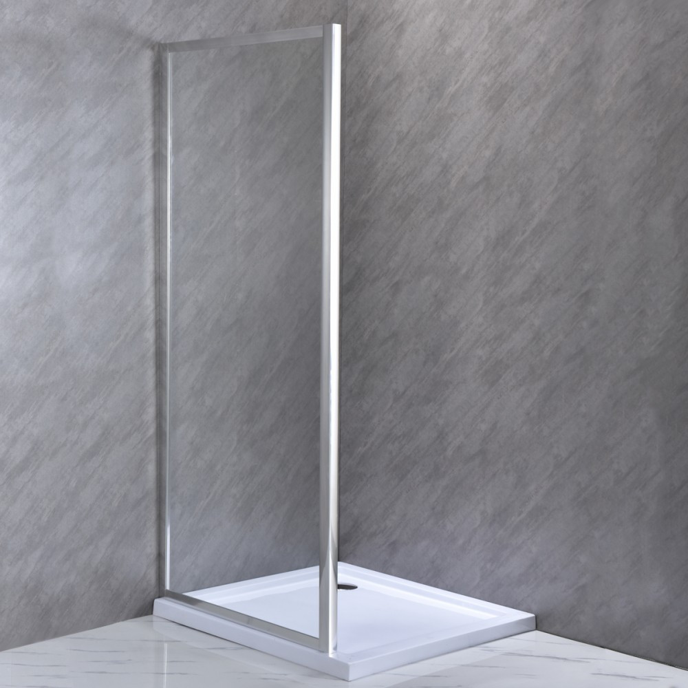 Perete de duș walk-in Leziter 90x185 cm, sticlă securizată 5 mm, profil cromat