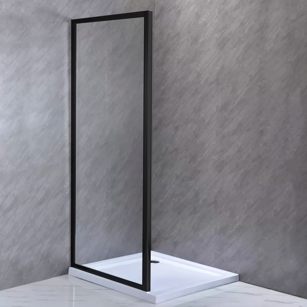 Perete de duș Leziter 90x185 cm, sticlă securizată 5 mm, cadru negru