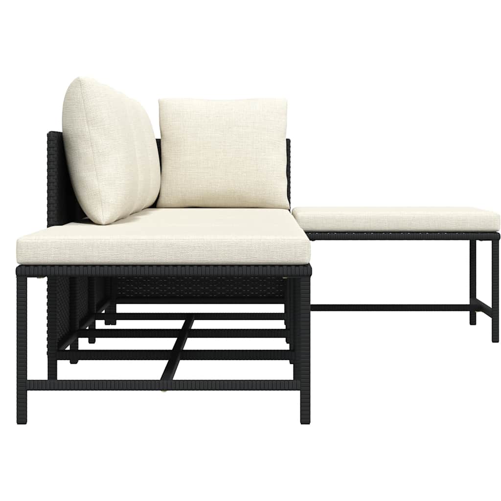 Set mobilier de grădină cu perne, 5 piese, negru, poliratan GartenMobel Dekor