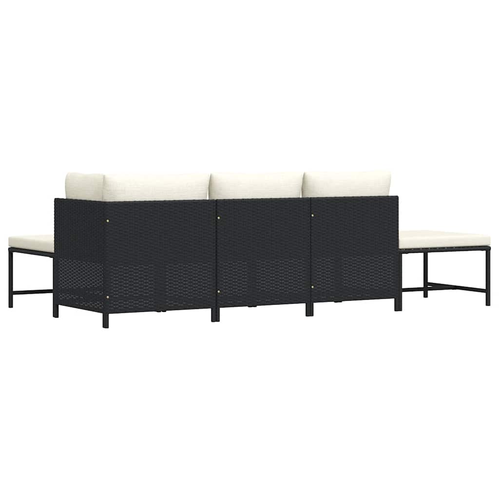 Set mobilier de grădină cu perne, 5 piese, negru, poliratan GartenMobel Dekor