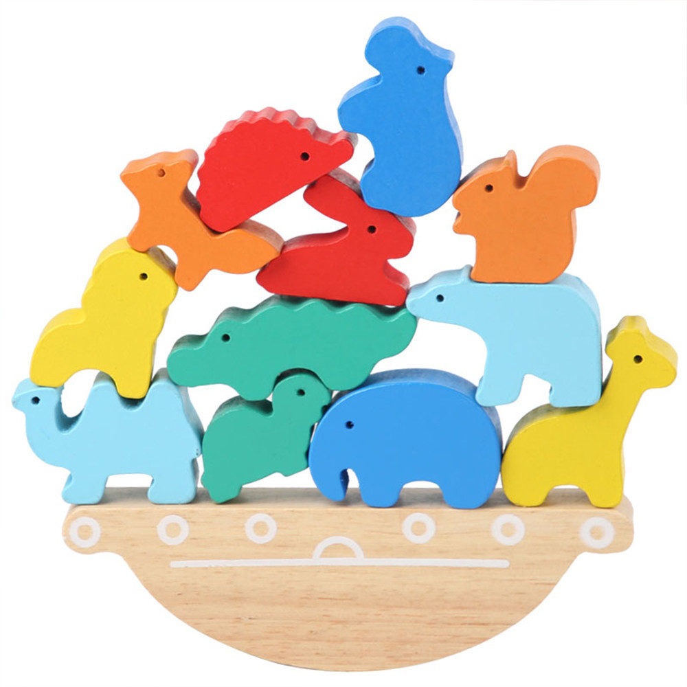 Joc de echilibru cu animale din lemn Leziter, cu zar și clește