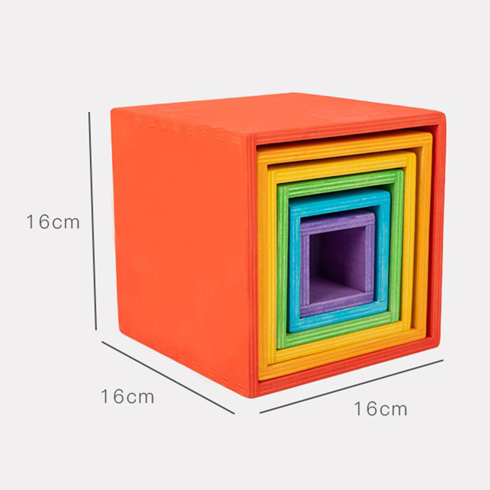 Leziter jucărie Montessori din lemn tip curcubeu, set 12 piese cu cutie