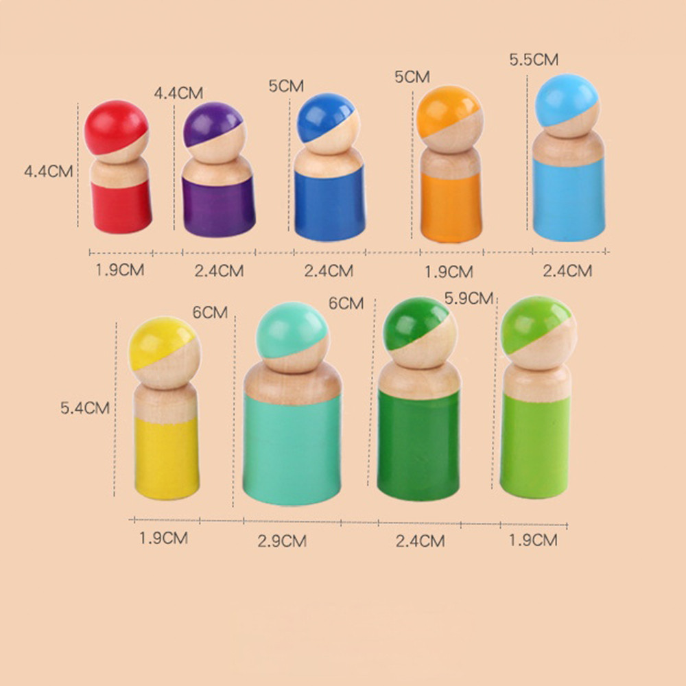 Leziter jucărie Montessori din lemn cu cilindri, bile colorate și suport