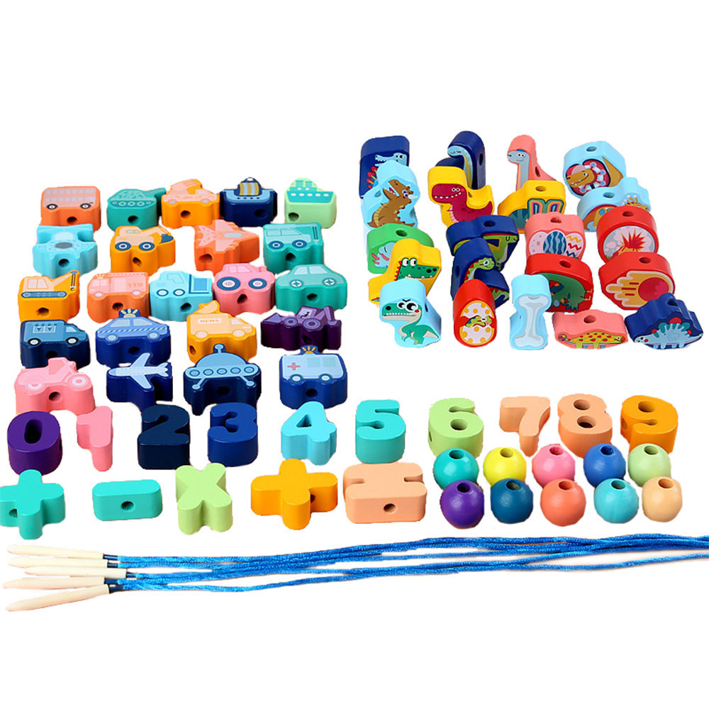 Leziter jucărie din lemn educativă cu forme și numere, set 138 piese