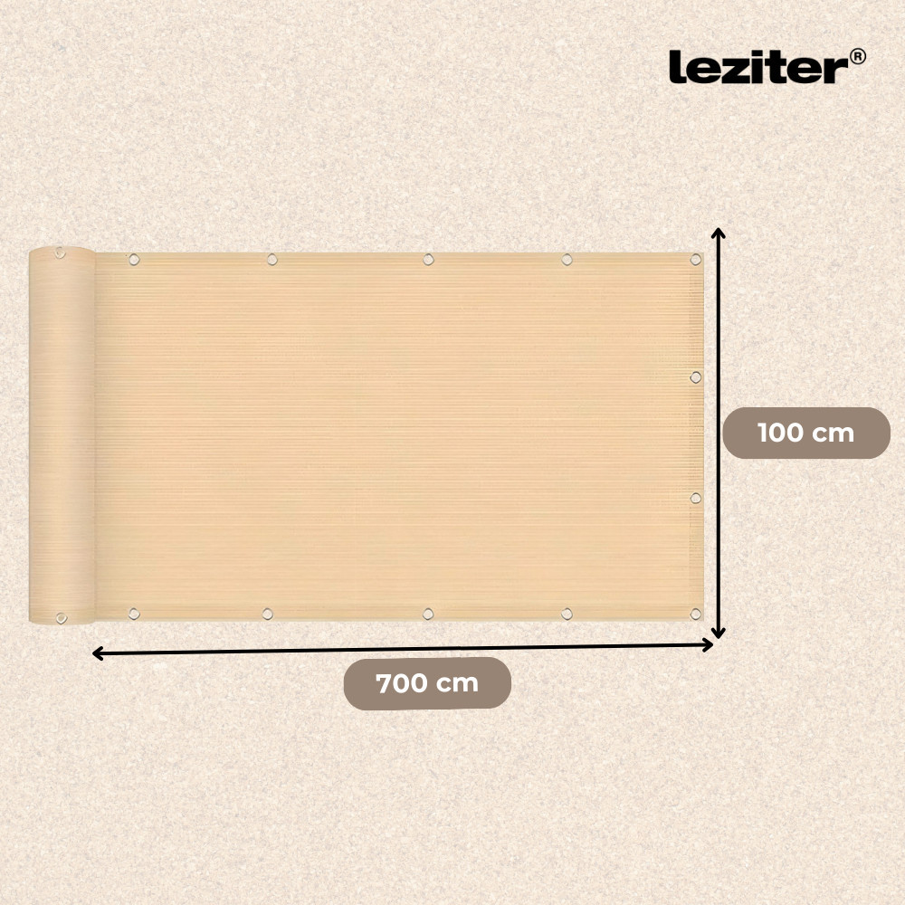 Paravan balcon Leziter 7 m bej, ecran de intimitate cu umbrire HDPE