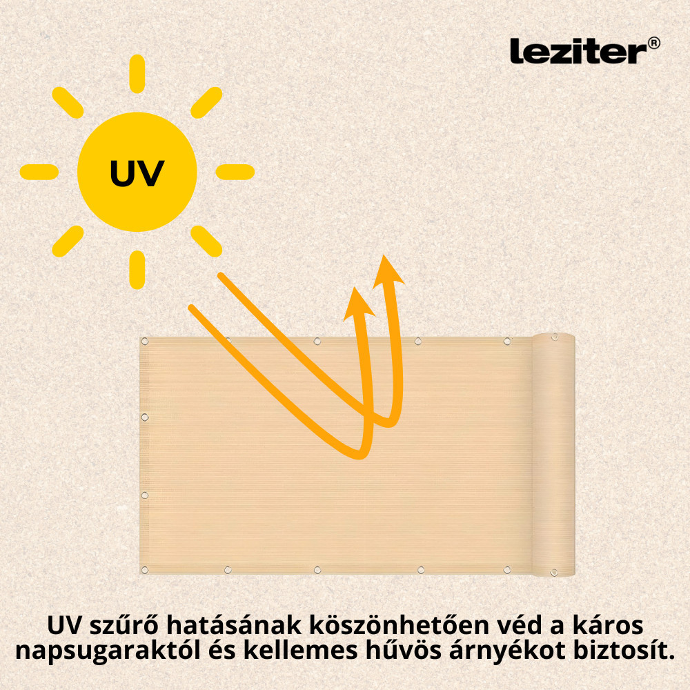 Paravan balcon Leziter 7 m bej, ecran de intimitate cu umbrire HDPE