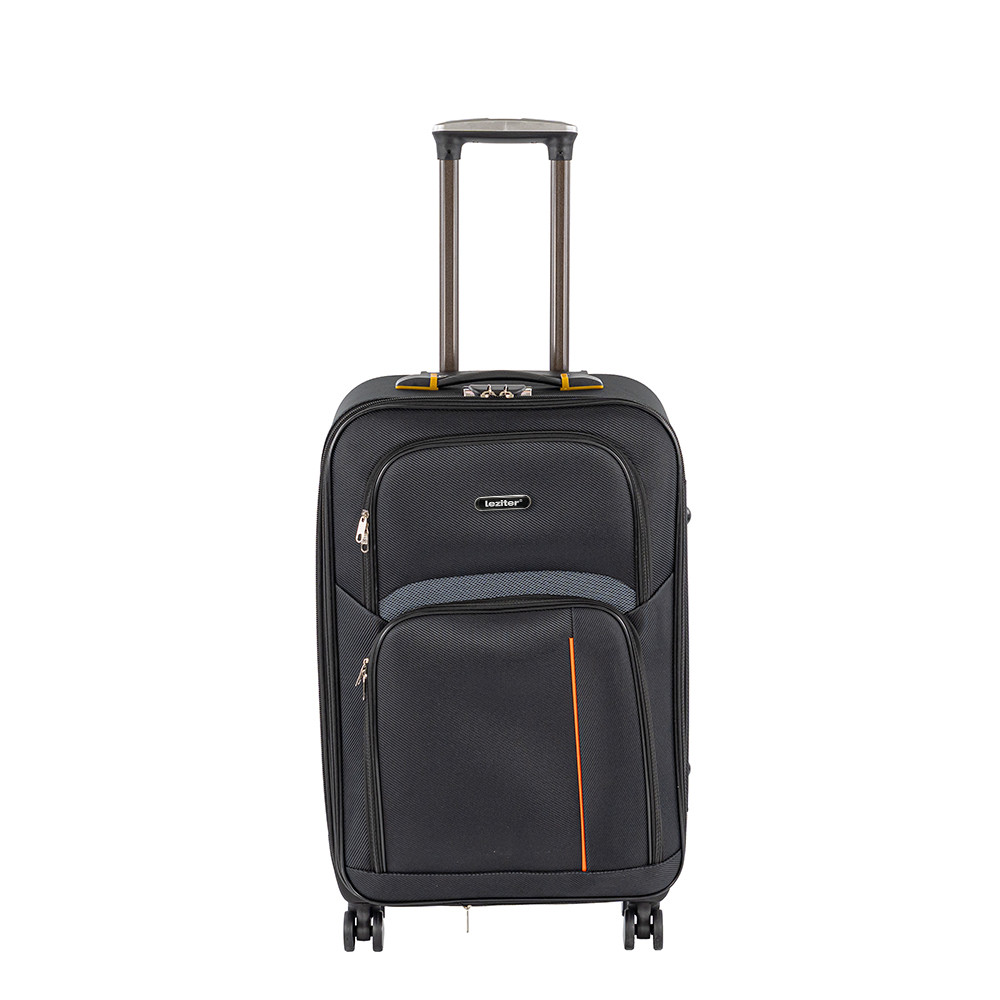 Valiză medie ușoară Leziter TravelLux Light, moale, neagră, 42x65x24 cm