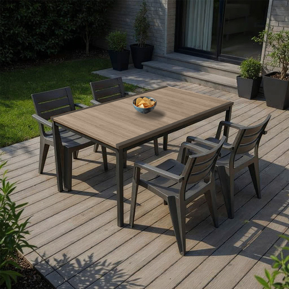 Set mobilier grădină Curver Amari 4+1, 4 scaune stivuibile și masă 160 cm