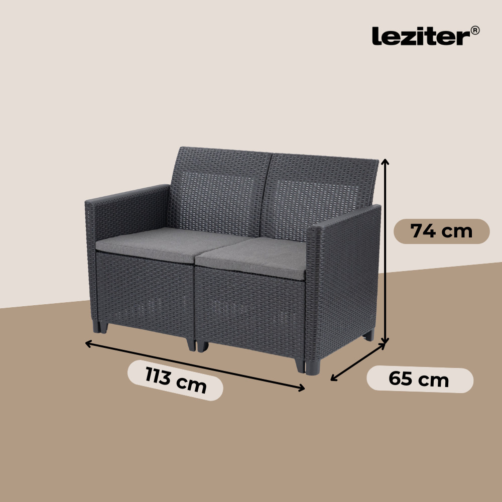 Set mobilier de grădină Curver Claire 4 locuri, cu masă și perne, grafit
