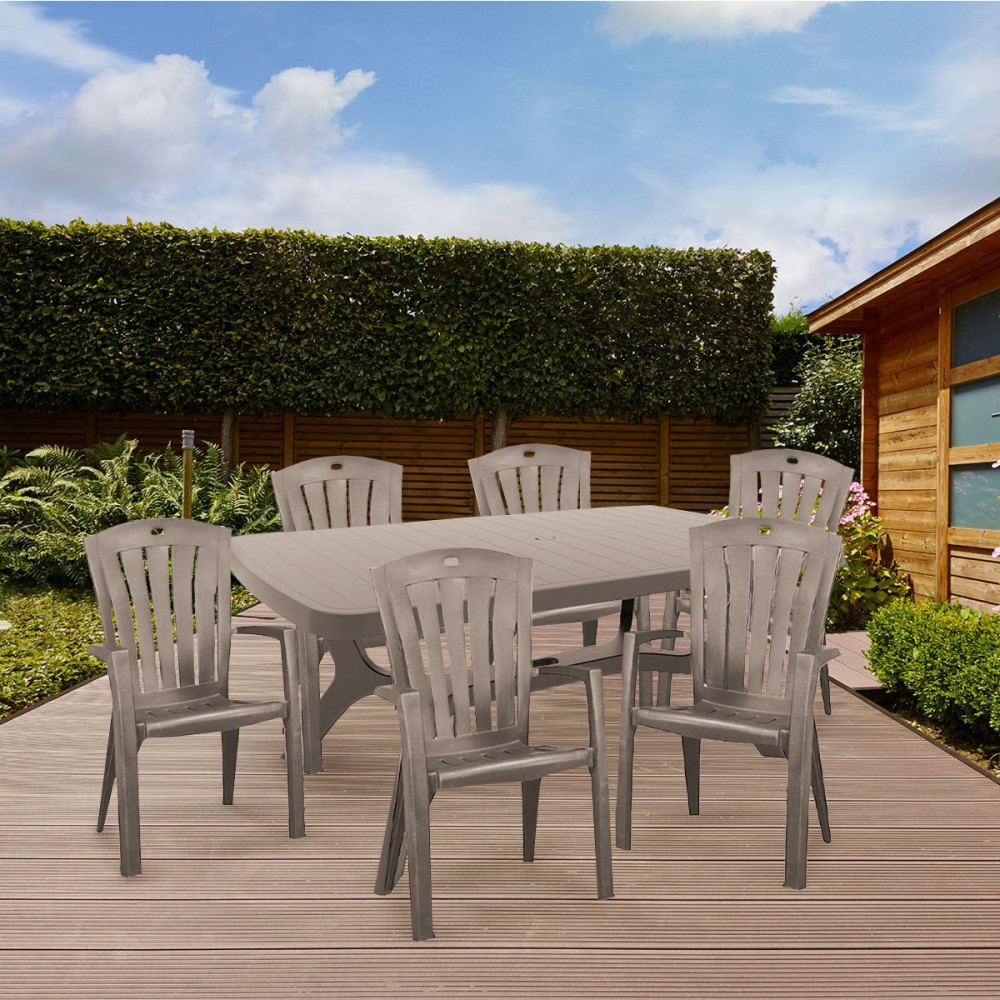 Set mobilier grădină Curver Baltorini 6+1, cappuccino, masă ovală + 6 scaune